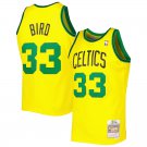 Men's Celtics #33 Larry Bird Mitchell & Ness Jersey Yellow Gold