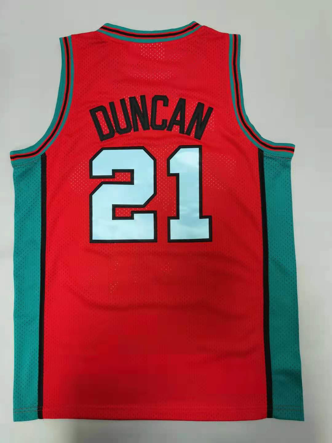 Men's Spurs Tim Duncan Stitched Jersey Red Throwback