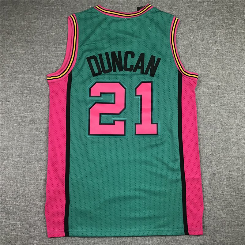 Men's Spurs Tim Duncan Stitched Green Jersey Throwback