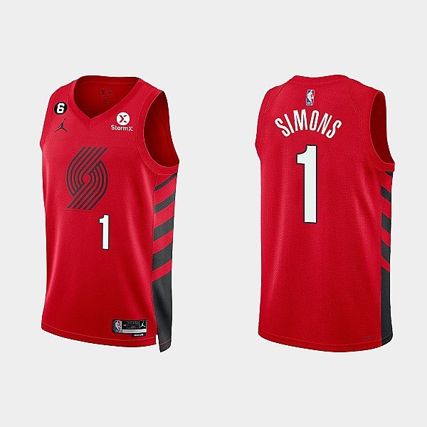 Men's Blazers #1 Anfernee Simons Jersey Red Statement Edition
