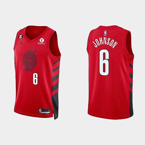 Men's Blazers #6 Keon Johnson Jersey Red Statement Edition