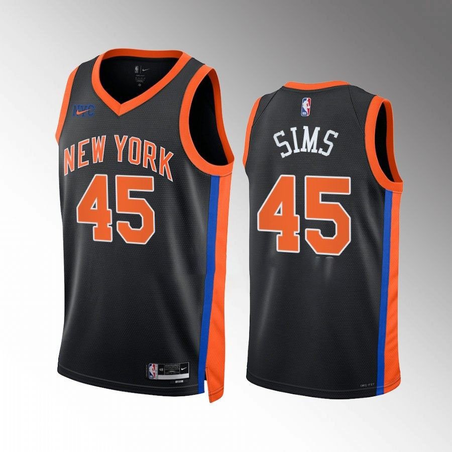 Men's Knicks #45 Jericho Sims City Jersey Black 2023