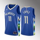 Men's Bucks #11 Brook Lopez City Jersey Blue 2023