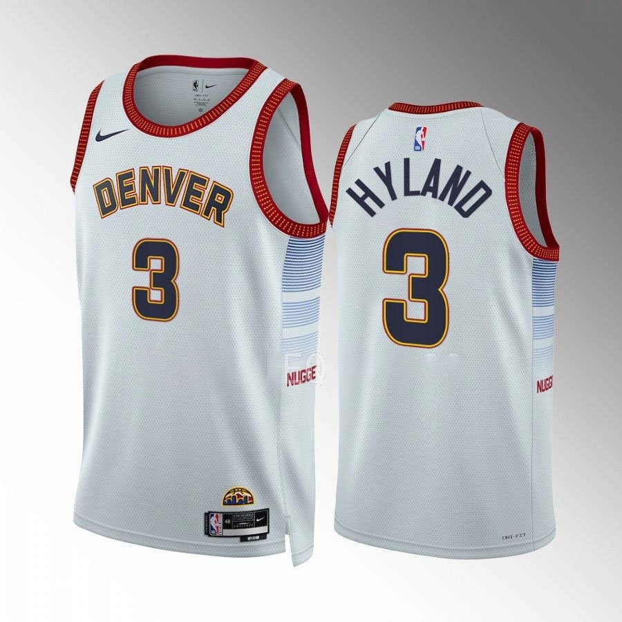 Men's Denver Nuggets #3 Bones Hyland City Jersey White 2023