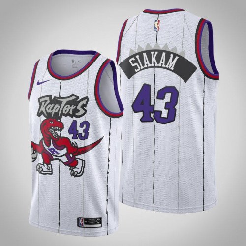 Men's Raptors #43 Pascal Siakam Stitched Jersey White Thrwoback