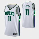 Men's Youth Milwaukee Bucks 11 Brook Lopez 75th City Jersey White