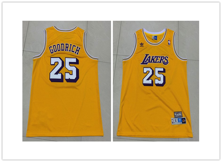 Men's Lakers #25 Gail Goodrich Throwback Basketball Jersey Yellow