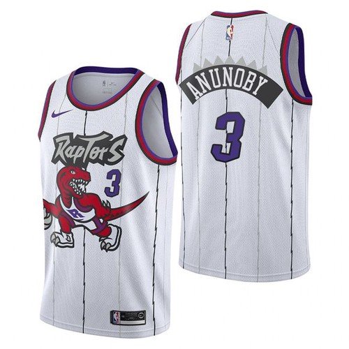 Men's & Youth Raptors #3 O.G.Anunoby Throwback Jersey White