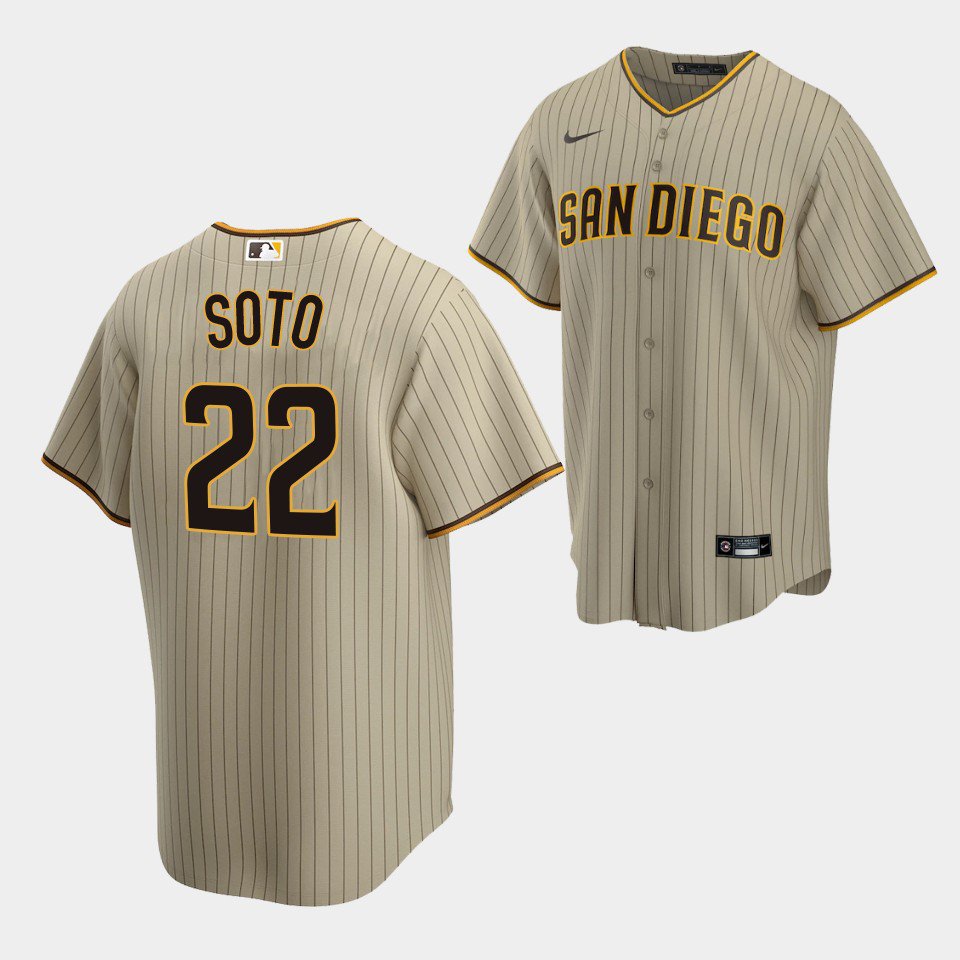 Men's Womens Youth Padres #22 Juan Soto Baseball Jersey Tan Brown