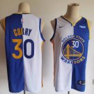 Men's Warriors #30 Stephen Curry Split VersionJersey White-Blue Spliced