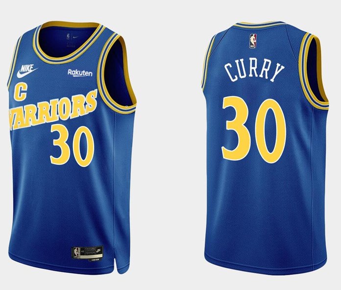 Men's Warriors #30 Stephen Curry Retro Blue Jersey Stitched