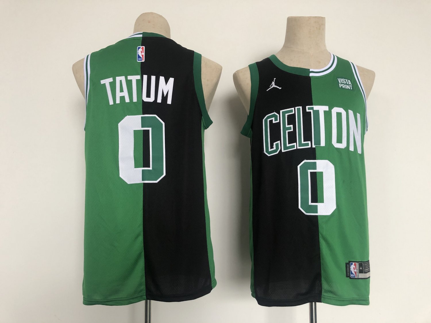 Men's Celtics #0 Jayson Tatum Jersey Black Green Split Spliced Division Jersey