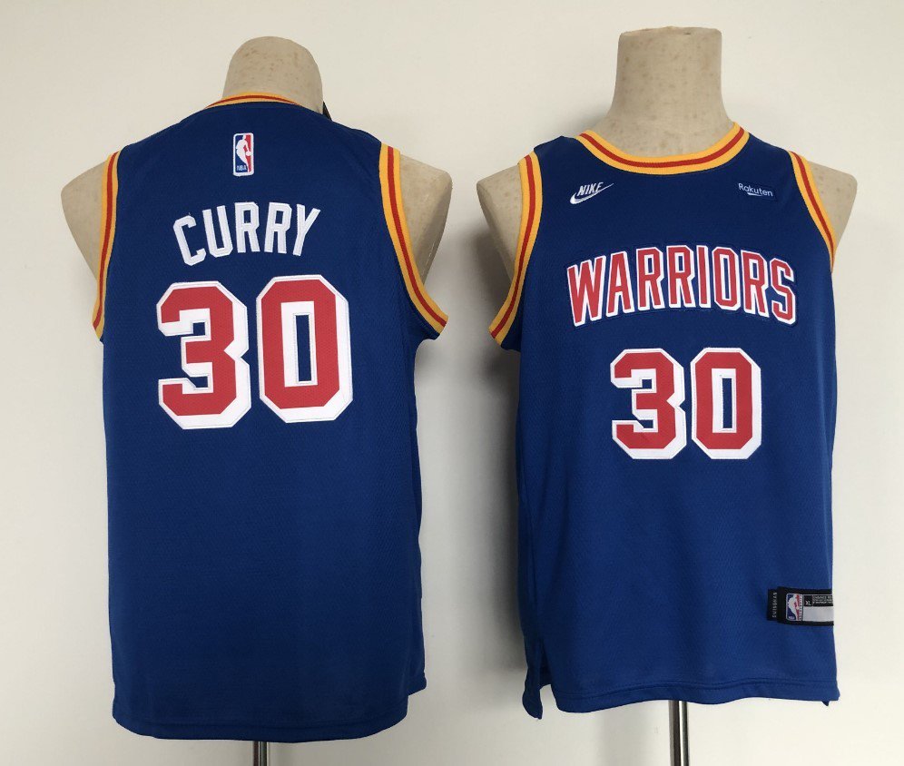 Youth Kids Warriors #30 Stephen Curry Retro Jersey Blue 2023