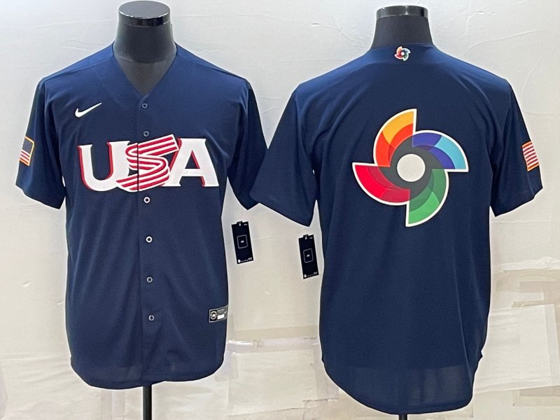 Men's 2023 Team USA World Baseball Cup Jersey Navy Blue Blank 2