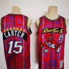 Men's Raptors #15 Vince Carter Flowers Jersey Red Gold