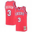 Men's Mitchell And Ness 76ers #3 Allen Iverson Classic Jersey Red