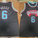 Men's Memphis Grizzlies #6 Bonzi Wells Black Jersey Throwback Stitched