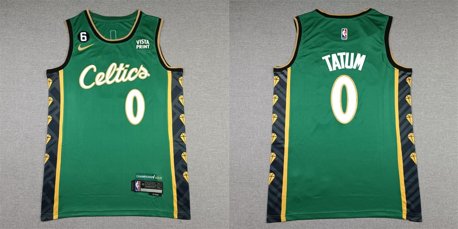 Men's Celtics #0 Jayson Tatum City Jersey Green 2023