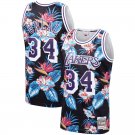 Men's Lakers Mitchell Ness Floral Fashion Shaquille O'Neal Jersey Black