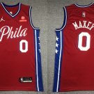 Men's 76ers #0 Tyrese Maxey 75th Anniversary City Jersey Red