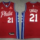 Men's Jordan 76ers #21 Joel Embiid 75th Anniversary City Jersey Red
