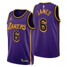 Men's Lakers #6 LeBron James Stitched Swingman Jersey Purple Gold