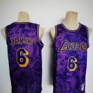 Men's Lakers #6 LeBron James Flowers Jersey Purple Gold