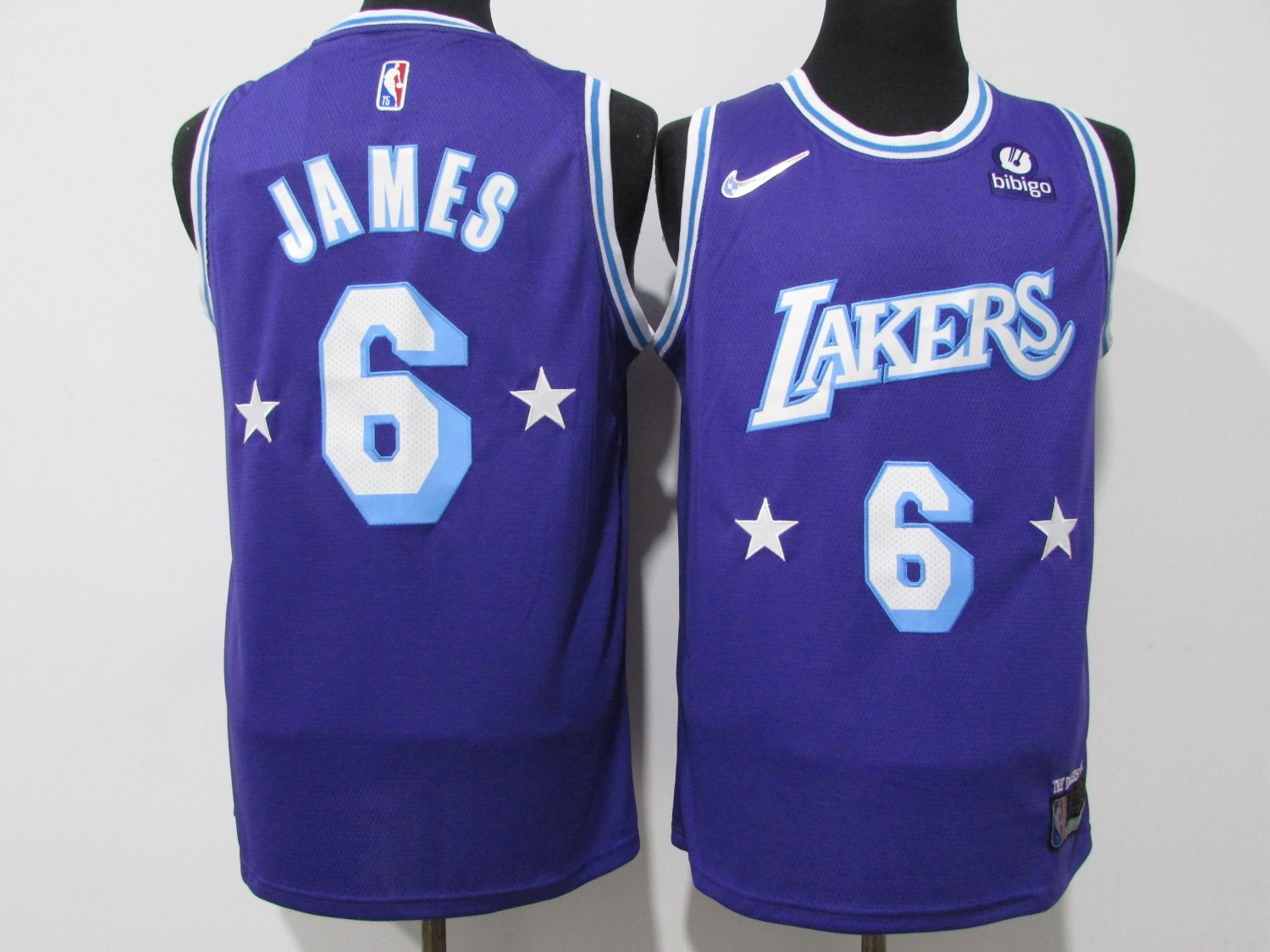 Men's Lakers #6 LeBron James 75th Anniversary City Jersey Purple