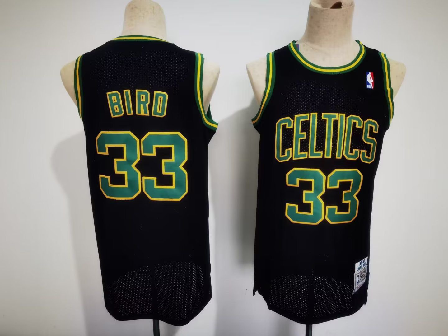 Men's Celtics #33 Larry Bird Classic Reload Basketball Jersey Black Gold