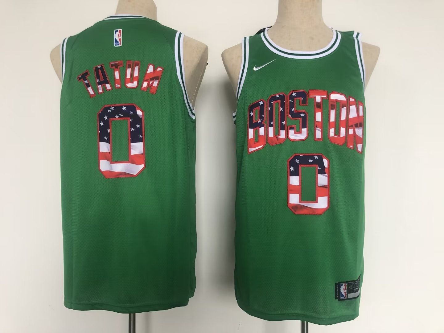 Men's Celtics #0 Jayson Tatum Stitched Jersey Green USA Flag