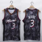 Men's Heat #3 Dwyane Wade Jersey Gray Fashion Edition Jordan Logo