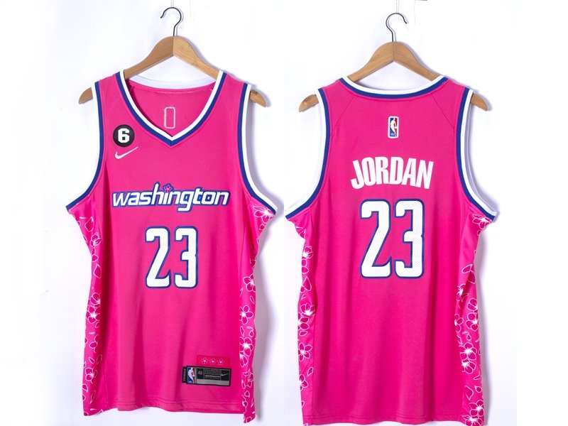 Men's Wizards #23 Michael Jordan Jersey City Pink 2023