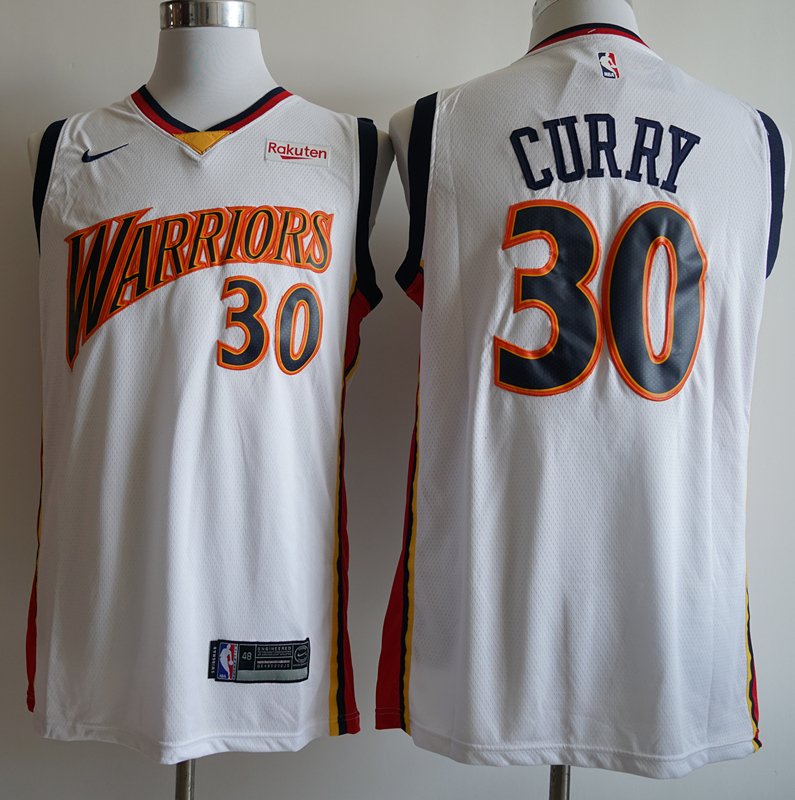 Men's Warriors #30 Stephen Curry Throwback Jersey White