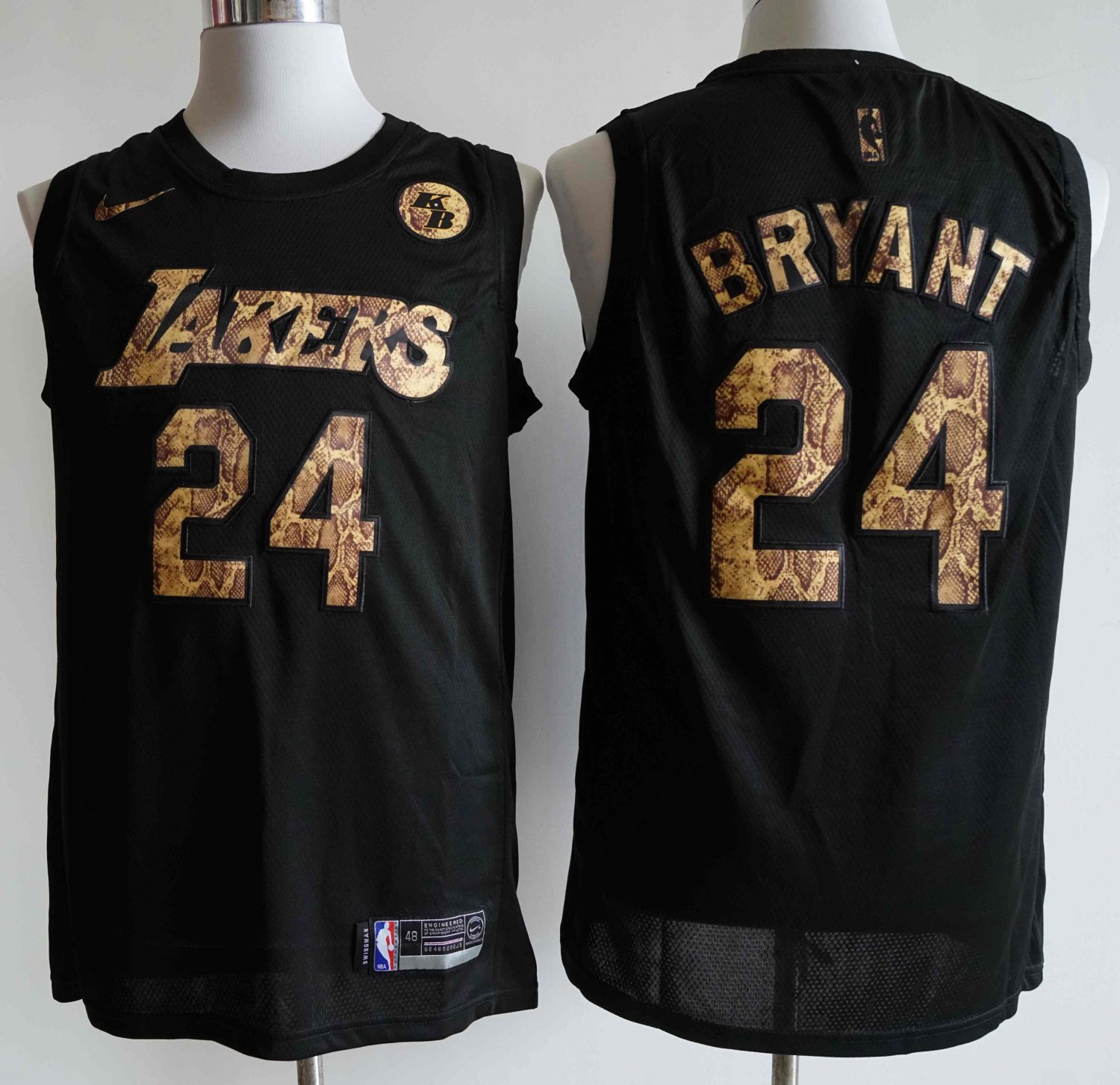 Men's Lakers #24 Kobe Bryant Jersey Black KB Patch New