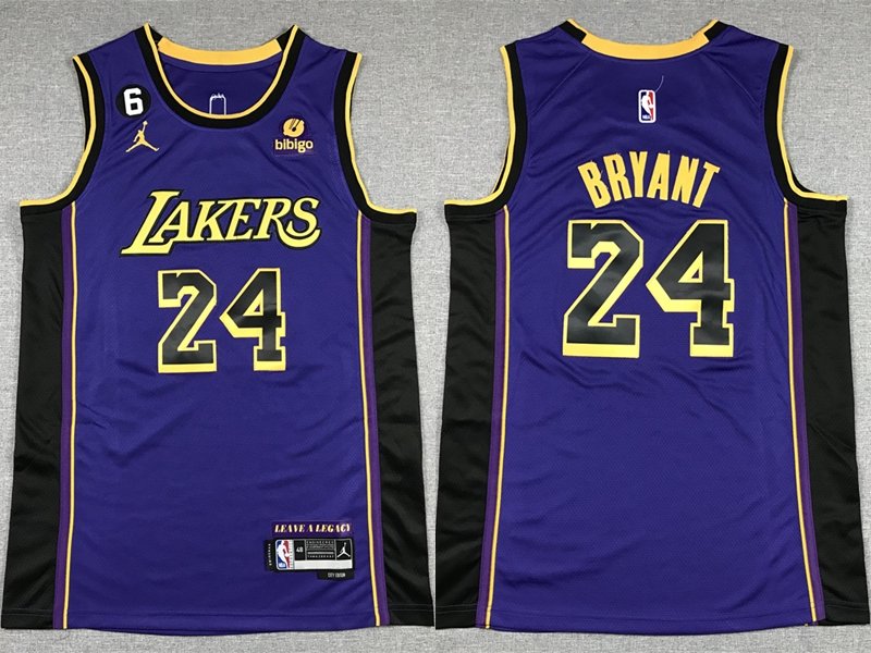 Men's Lakers 24 Kobe Bryant Basketball Jersey Purple 2023