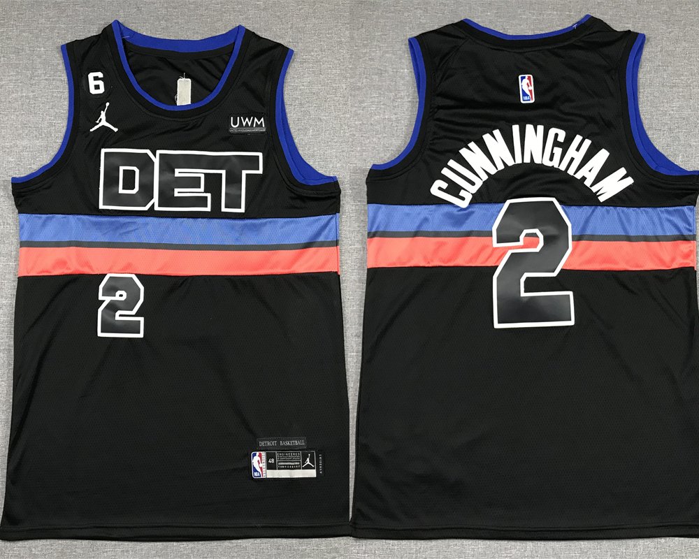 Men's Pistons #2 Cade Cunningham Jersey Black 2023