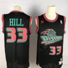 Men's Detroit Pistons #33 Grant Hill Basketball Jersey Black Throwback