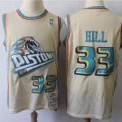 Men's Detroit Pistons #33 Grant Hill  Ness Basketball Jersey Cream