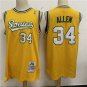 Men's Seattle Supersonics #34 Ray Allen Yellow Jersey Gold