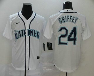 Ken Griffey Jr Jersey White Mariners #24 Shirt Unisex & Kids