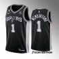 Men' San Antonio Spurs #1 Victor Wembanyama Black Icon Edition Stitched Jersey
