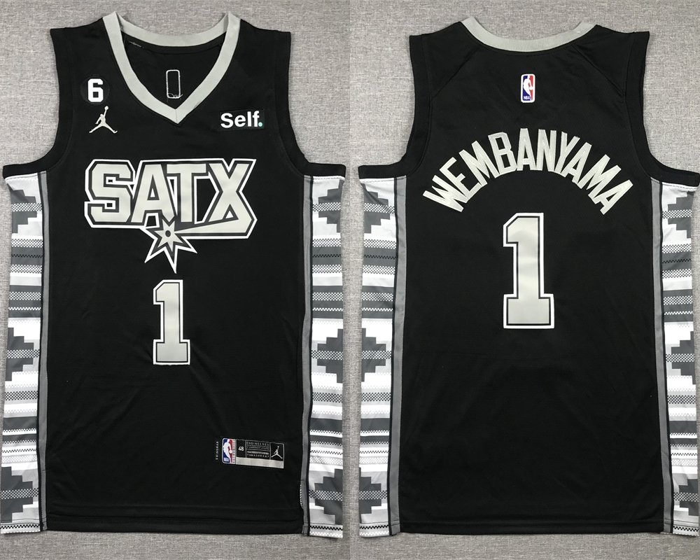 Men' San Antonio Spurs #1 Victor Wembanyama Jersey Black Statement Edition