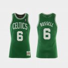 Men's Boston Celtics #6 Bill Russell Classic Jersey Green
