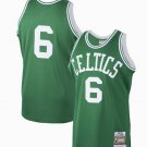 Men's Boston Celtics #6 Bill Russell Throwback Stitched Jersey Green