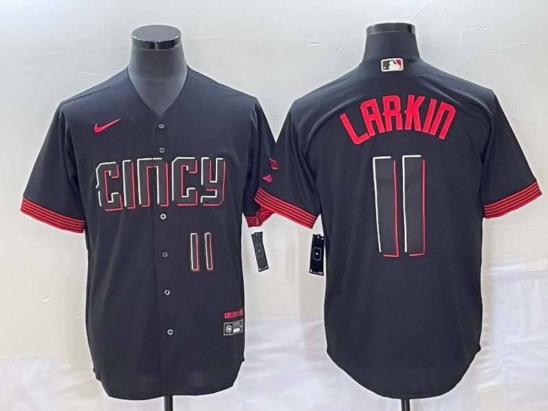 Unisex Cincinnati Reds #11 Barry Larkin Black 2023 City Connect Jersey 2