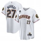 Men's Denver Nuggets #27 Jamal Murray White With No.6 Patch Player Stitched Jersey