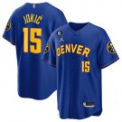 Men's Denver Nuggets #15 Nikola Jokic Blue With No.6 Patch Player Stitched Jersey