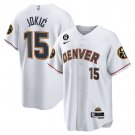 Men's Denver Nuggets #15 Nikola Jokic White With No.6 Patch Player Stitched Jersey