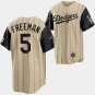 Any Size Dodgers #5 Freddie Freeman City Cool Baseball Jersey Brown