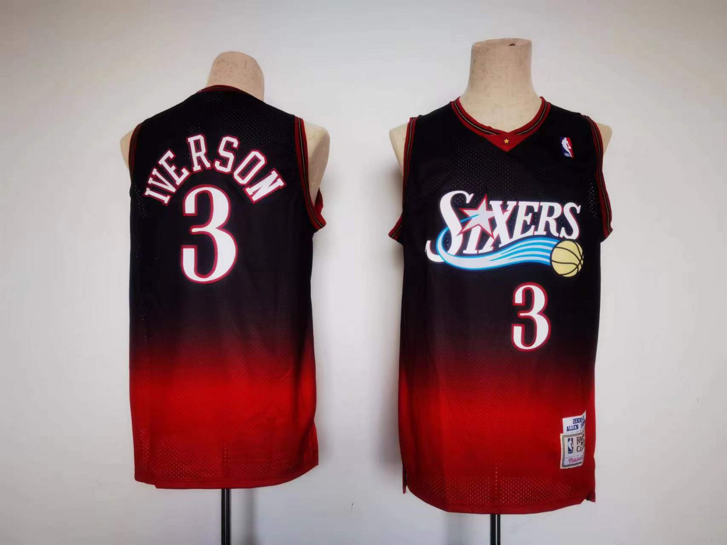 Men's 76ers #3 Allen Iverson Retro Jersey Gradient Color